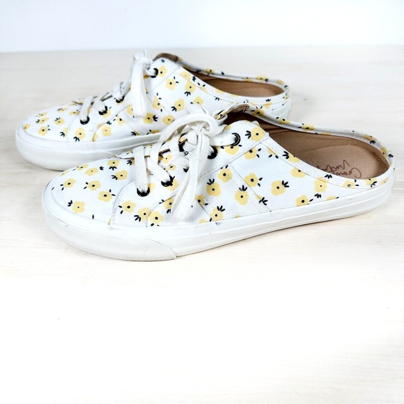 Crown Vintage Floraine Floral Backless Slip On Mule Sneaker size 9 Flowers Yello - Picture 1 of 9